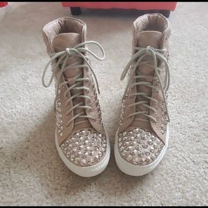 Jeffrey Campbell Alva snake beige high sneaker